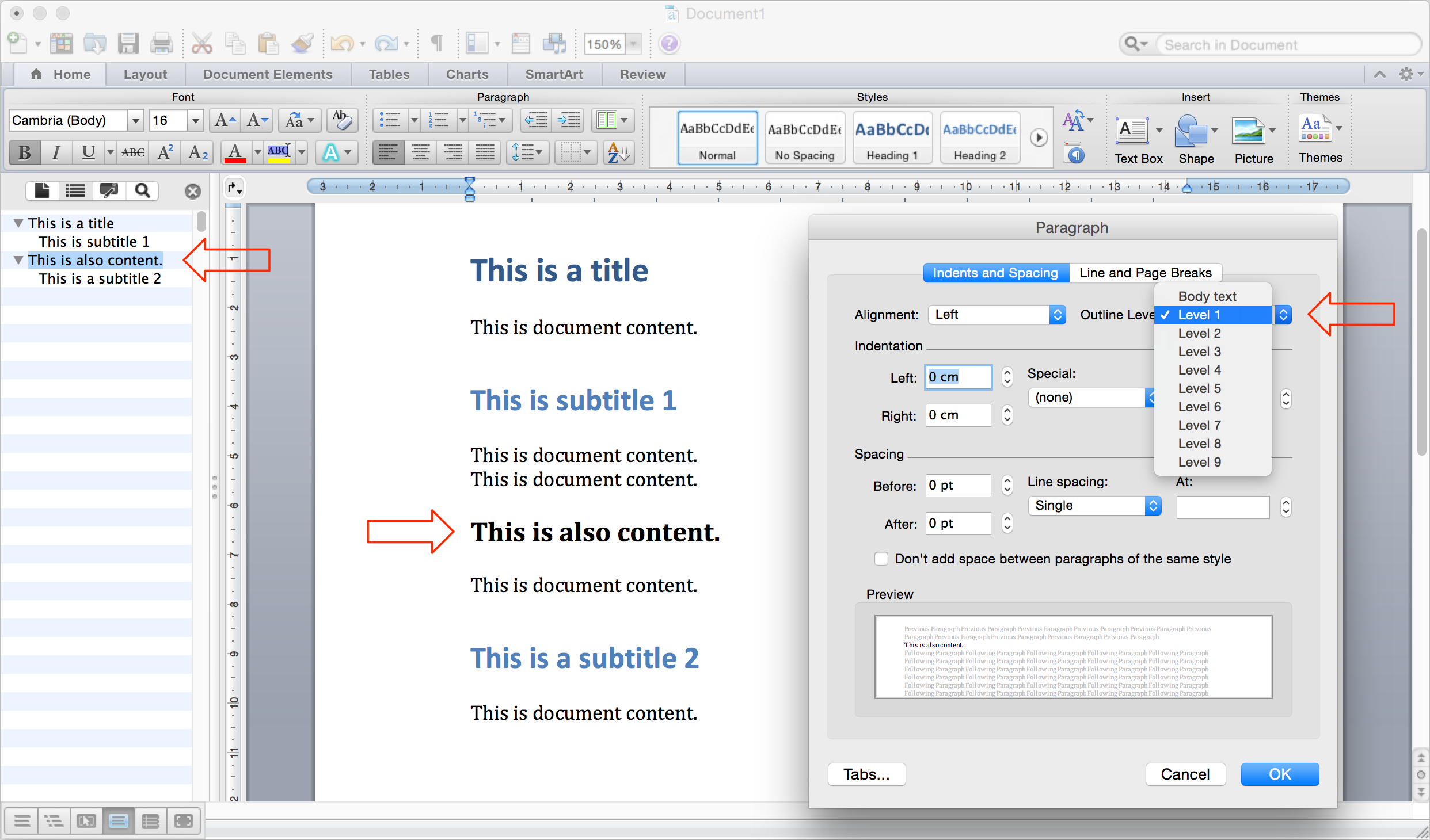 jump to top of page in word for mac